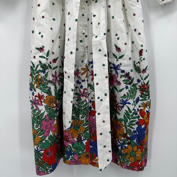 Talbots Petite Floral Print Button Front Midi Dress White Multicolor Belted 4P - Picture 3 of 11